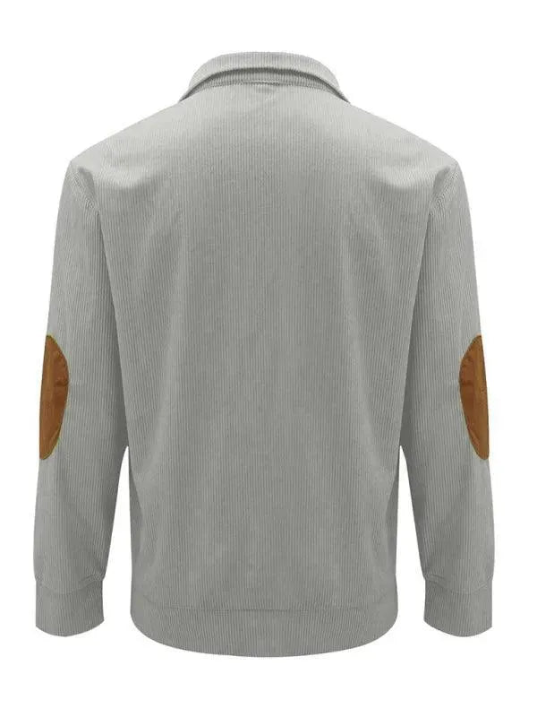 Men's Patchwork Button Sweatshirt-Men Sweatshirt-LeStyleParfait