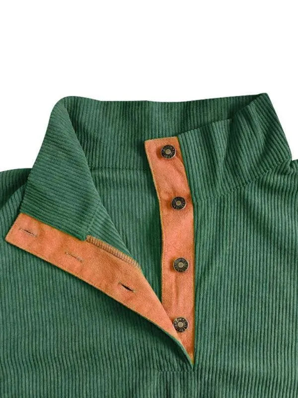 Men's Patchwork Button Sweatshirt-Men Sweatshirt-LeStyleParfait