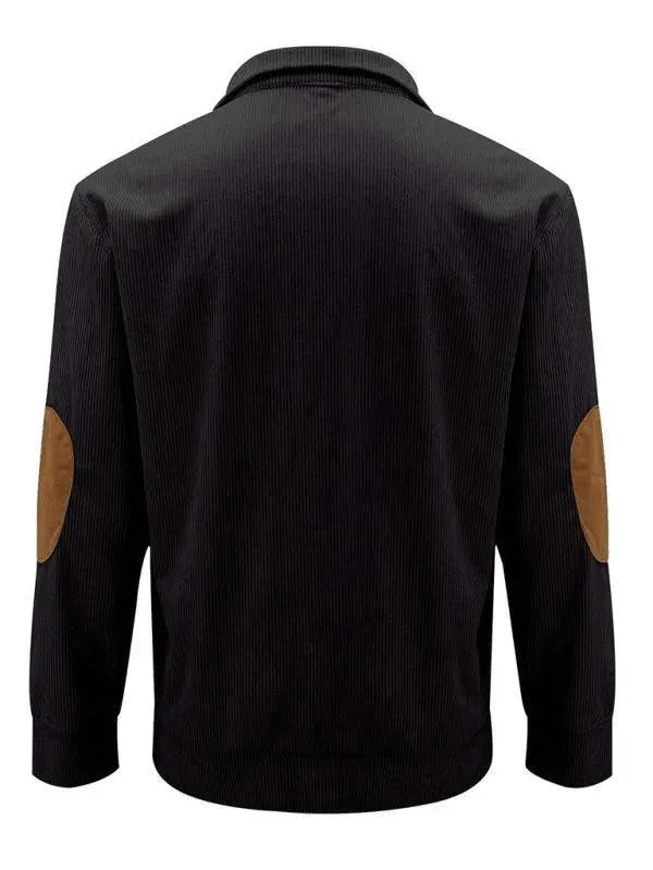 Men's Patchwork Button Sweatshirt-Men Sweatshirt-LeStyleParfait