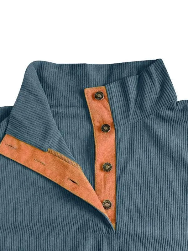 Men's Patchwork Button Sweatshirt-Men Sweatshirt-LeStyleParfait
