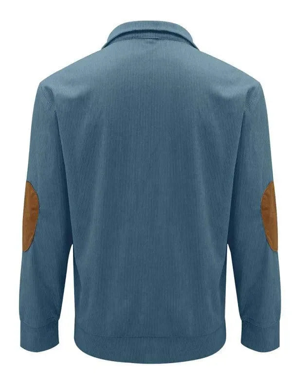 Men's Patchwork Button Sweatshirt-Men Sweatshirt-LeStyleParfait