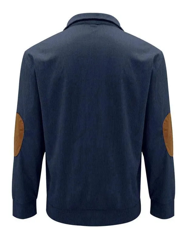 Men's Patchwork Button Sweatshirt-Men Sweatshirt-LeStyleParfait