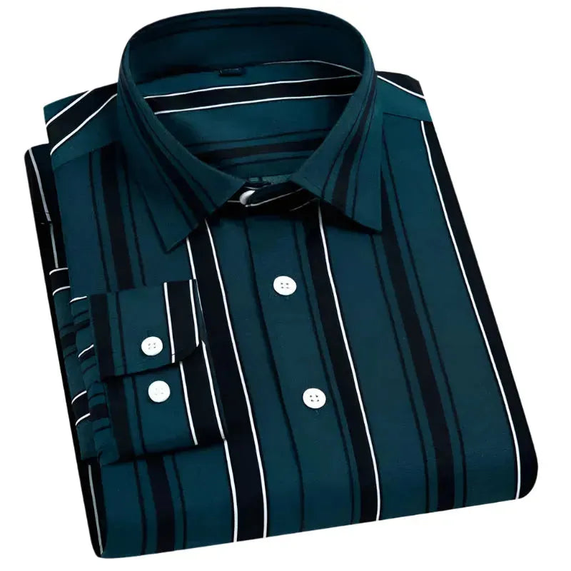 Men's Pinstripe Dress Shirt-Men Shirts-LeStyleParfait