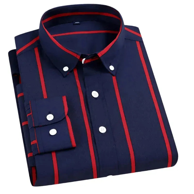 Men's Pinstripe Dress Shirt-Men Shirts-LeStyleParfait