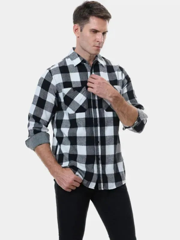 Men's Plaid Checkered Casual Shirt-Men Shirts-LeStyleParfait