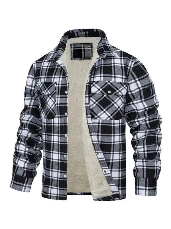 Men's Plaid Winter Flannel Shirt-Men Shirts-LeStyleParfait