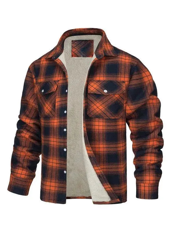 Men's Plaid Winter Flannel Shirt-Men Shirts-LeStyleParfait