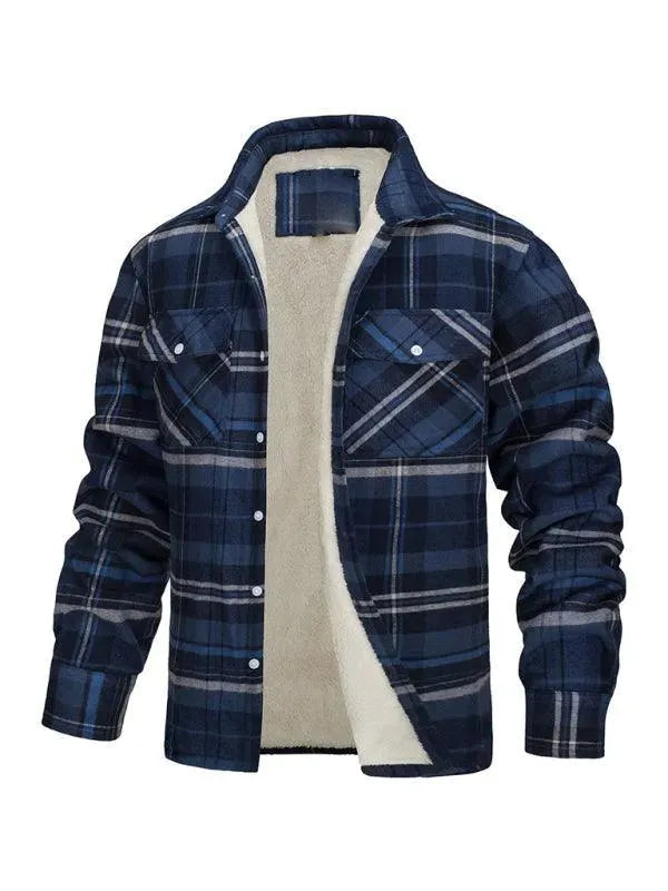 Men's Plaid Winter Flannel Shirt-Men Shirts-LeStyleParfait