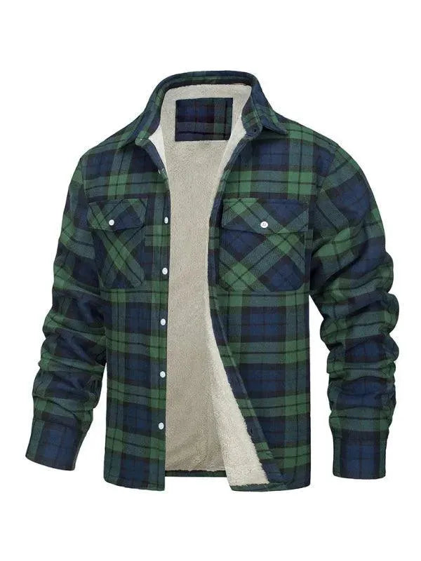 Men's Plaid Winter Flannel Shirt-Men Shirts-LeStyleParfait