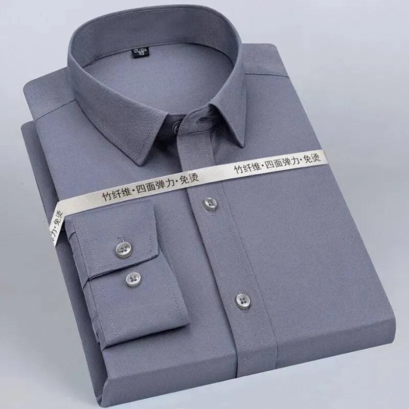 Men's Plain Formal Dress Shirt-Men Shirts-LeStyleParfait