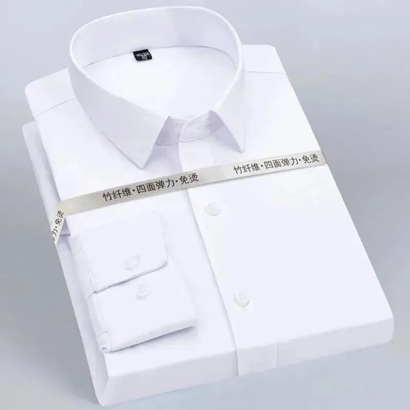 Men's Plain Formal Dress Shirt-Men Shirts-LeStyleParfait