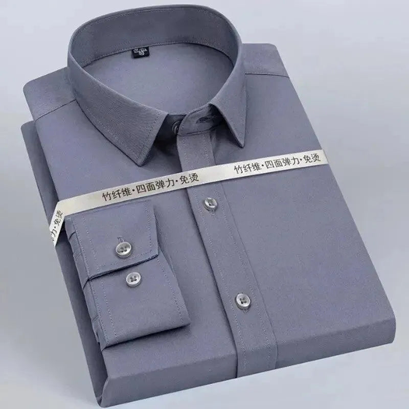 Men's Plain Formal Dress Shirt-Men Shirts-LeStyleParfait