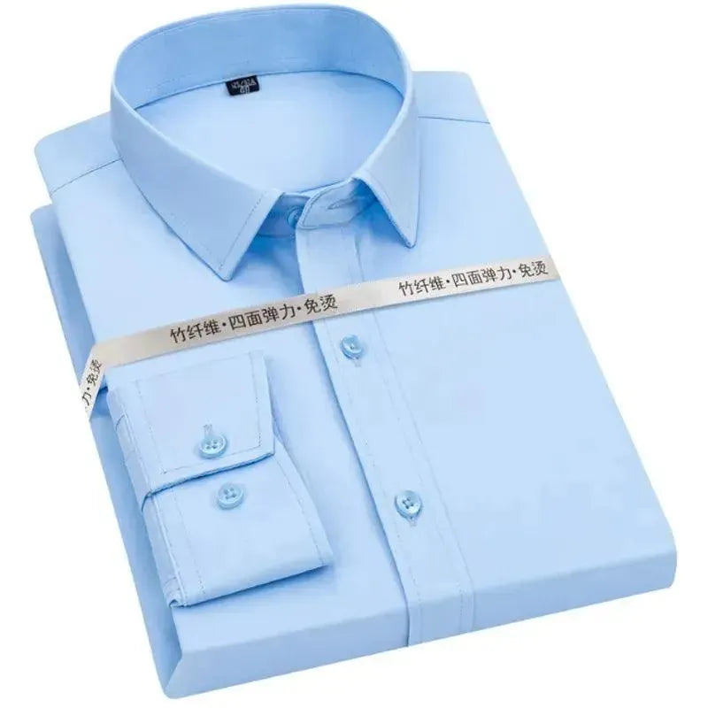 Men's Plain Formal Dress Shirt-Men Shirts-LeStyleParfait