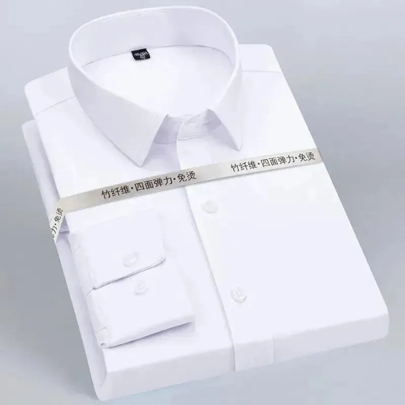 Men's Plain Formal Dress Shirt-Men Shirts-LeStyleParfait