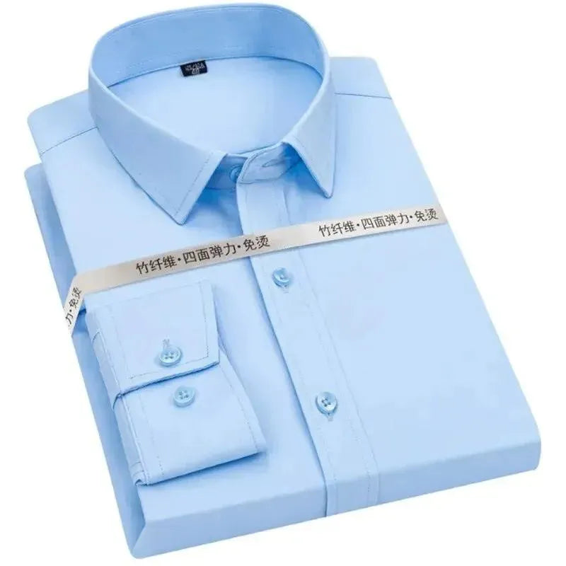 Men's Plain Formal Dress Shirt-Men Shirts-LeStyleParfait