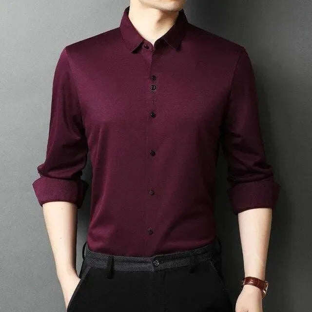 Men's Plus Size Satin Shirt-Men Shirts-LeStyleParfait
