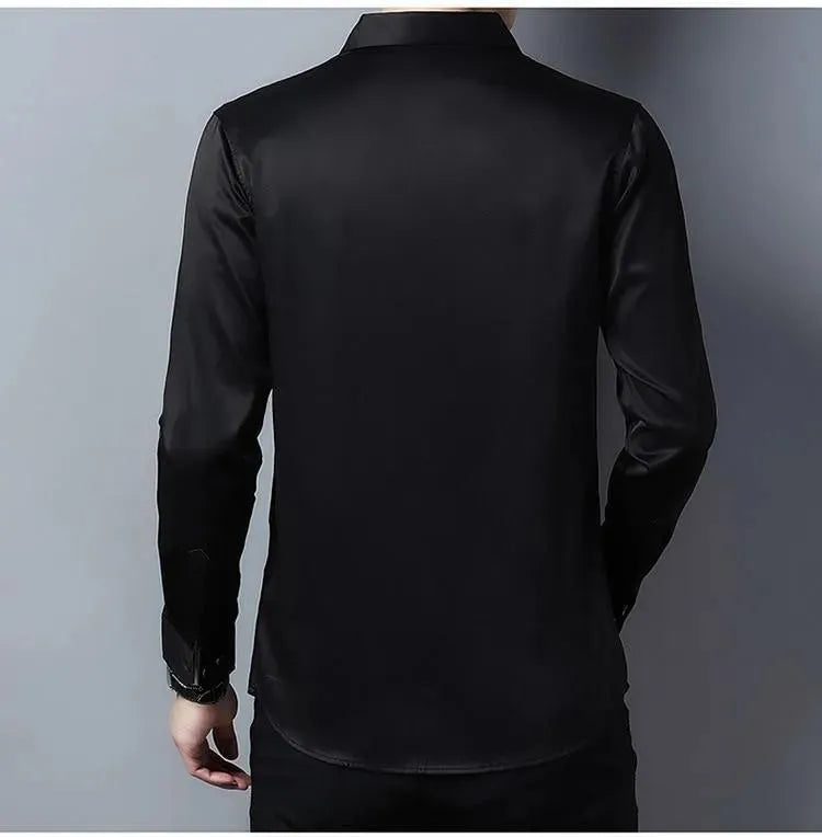 Men's Plus Size Silk Shirt-Men Shirts-LeStyleParfait