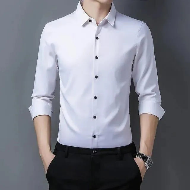 Men's Plus Size Silk Shirt-Men Shirts-LeStyleParfait