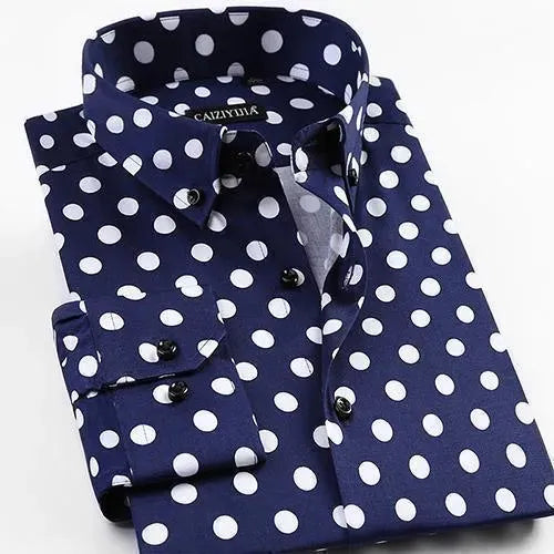 Men's Polka Dot Dress Shirt-Men Shirts-LeStyleParfait