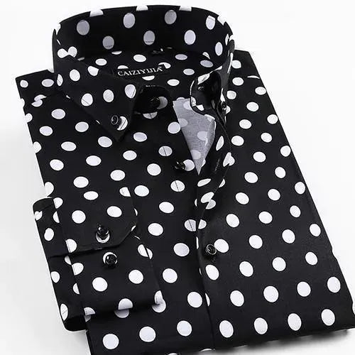 Men's Polka Dot Dress Shirt-Men Shirts-LeStyleParfait