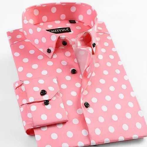 Men's Polka Dot Dress Shirt-Men Shirts-LeStyleParfait