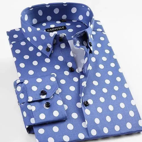 Men's Polka Dot Dress Shirt-Men Shirts-LeStyleParfait