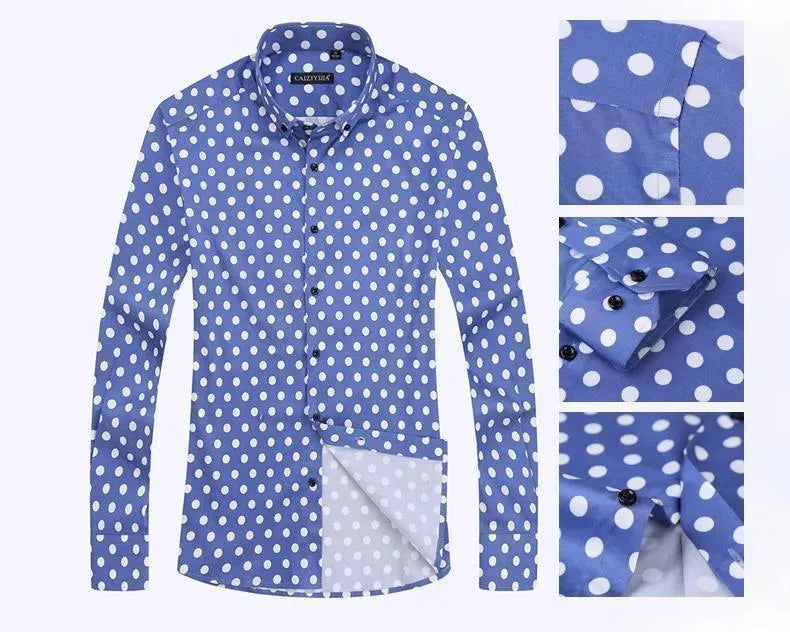 Men's Polka Dot Dress Shirt-Men Shirts-LeStyleParfait