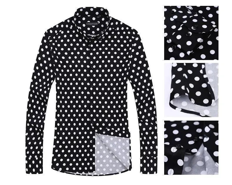 Men's Polka Dot Dress Shirt-Men Shirts-LeStyleParfait