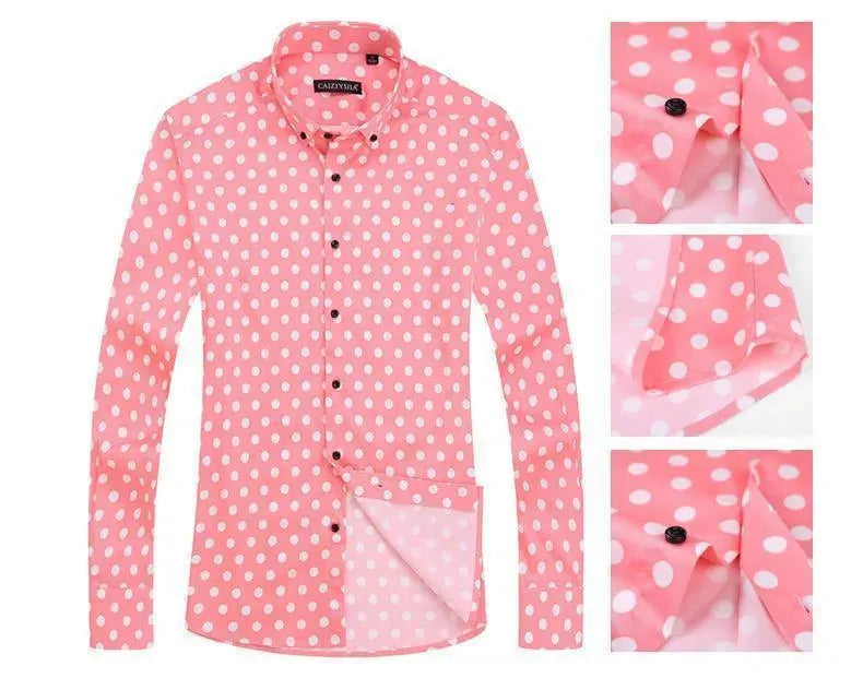 Men's Polka Dot Dress Shirt-Men Shirts-LeStyleParfait
