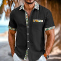 Men's Printed Patchwork Travel Shirt-Men Shirts-LeStyleParfait