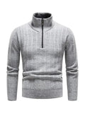 Men’s Quarter-Zip Pullover Sweater – Stand Collar Knit