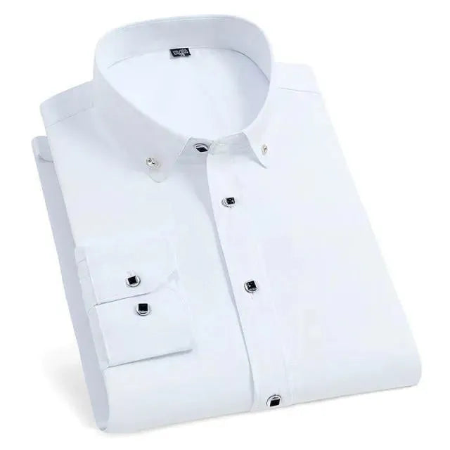Men's Refined Cotton Dress Shirt-Men Shirts-LeStyleParfait