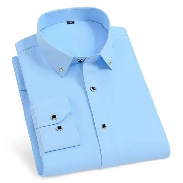 Men's Refined Cotton Dress Shirt-Men Shirts-LeStyleParfait