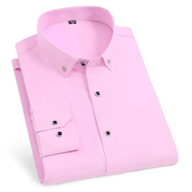 Men's Refined Cotton Dress Shirt-Men Shirts-LeStyleParfait