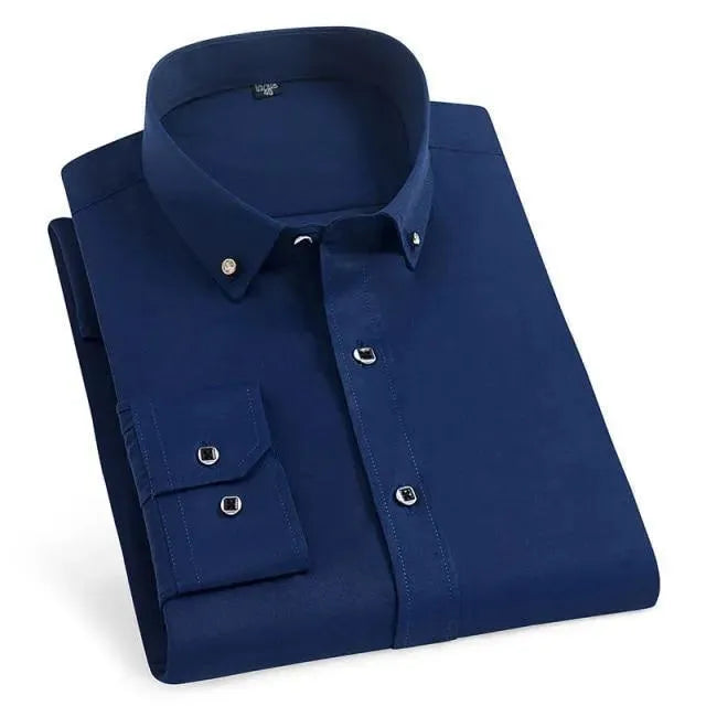 Men's Refined Cotton Dress Shirt-Men Shirts-LeStyleParfait