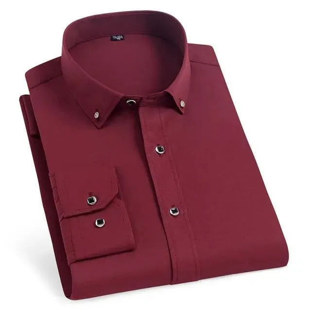 Men's Refined Cotton Dress Shirt-Men Shirts-LeStyleParfait