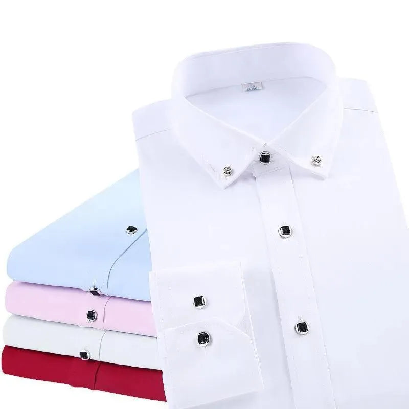 Men's Refined Cotton Dress Shirt-Men Shirts-LeStyleParfait