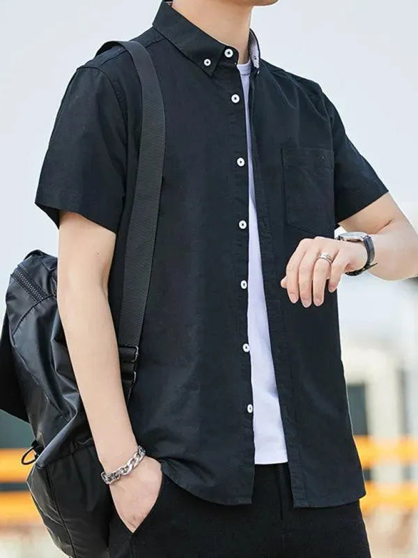 Men's Scholar Short Sleeve Shirt-Men Shirts-LeStyleParfait