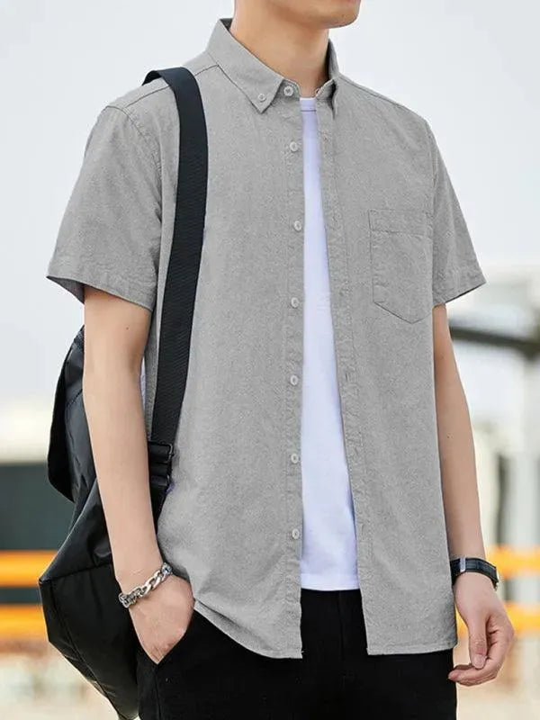 Men's Scholar Short Sleeve Shirt-Men Shirts-LeStyleParfait