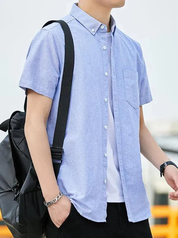 Men's Scholar Short Sleeve Shirt-Men Shirts-LeStyleParfait
