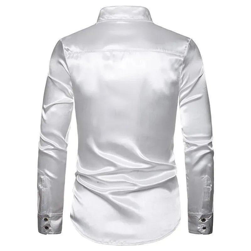 Men's Sequin Silk Shirt-Men Shirts-LeStyleParfait