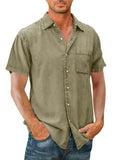 Men's Short Sleeve Denim Shirt-Men Shirts-LeStyleParfait