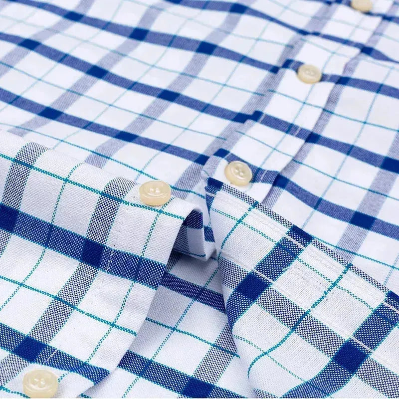 Men's Short Sleeve Plaid Shirt-Men Shirts-LeStyleParfait
