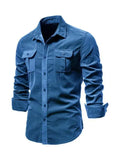 Men's Slim Fit Corduroy Shirt-Men Shirts-LeStyleParfait