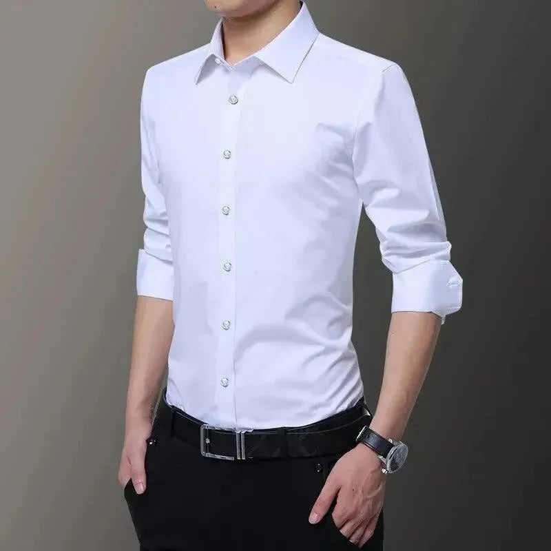 Men's Slim Fit Formal Dress Shirt-Men Shirts-LeStyleParfait