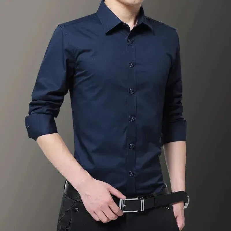 Men's Slim Fit Formal Dress Shirt-Men Shirts-LeStyleParfait