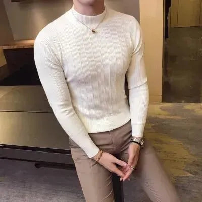 Men’s Slim Fit Striped Crew-Neck Pullover Sweater