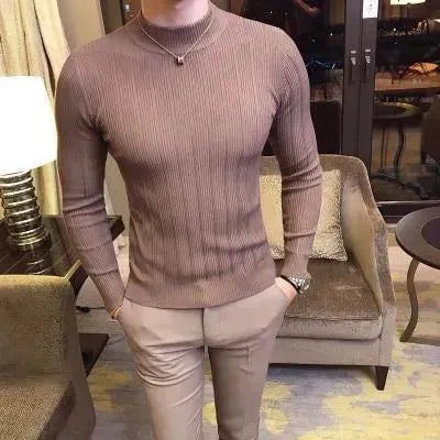 Men’s Slim Fit Striped Crew-Neck Pullover Sweater