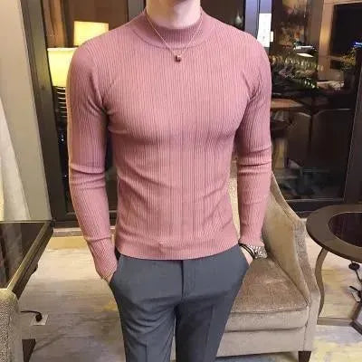 Men’s Slim Fit Striped Crew-Neck Pullover Sweater