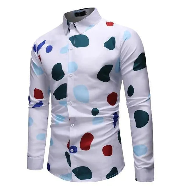 Men's Slim Printed Casual Shirt-Men Shirts-LeStyleParfait